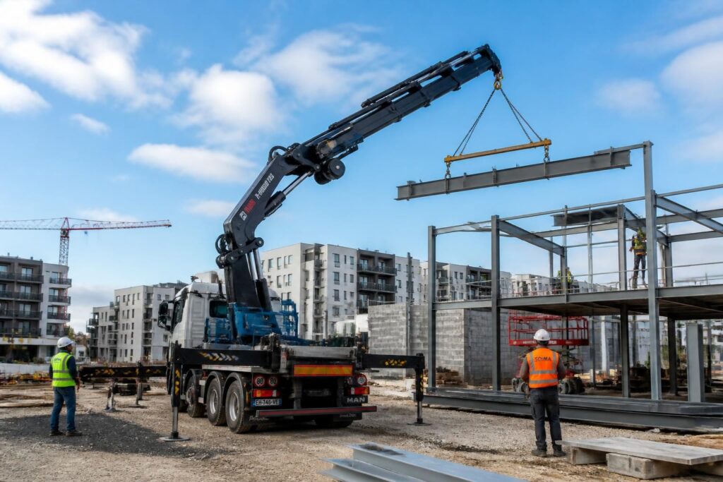 découvrez comment une grue auxiliaire peut faciliter vos travaux de levage sur chantier, en améliorant sécurité et efficacité.