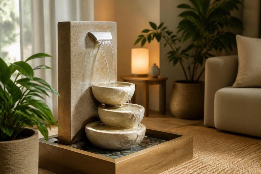 découvrez comment une fontaine à eau décorative d'intérieur peut transformer votre espace en un havre de paix alliant esthétique et tranquillité.